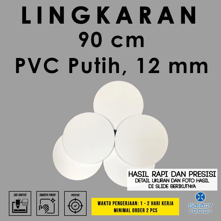 Lingkaran 90 cm - Tebal 12 mm - PVC Foam Board warna putih/MDF/Triplek
