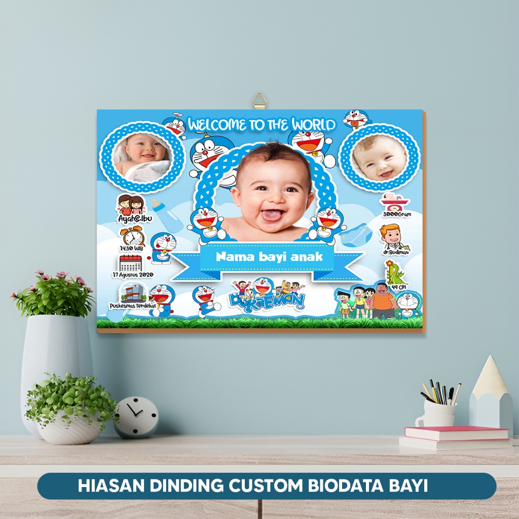 Biodata Bayi Custom Lucu Hiasan Dinding Custom Biodata Bayi Anak Baru Lahir Kado Lahiran Murah