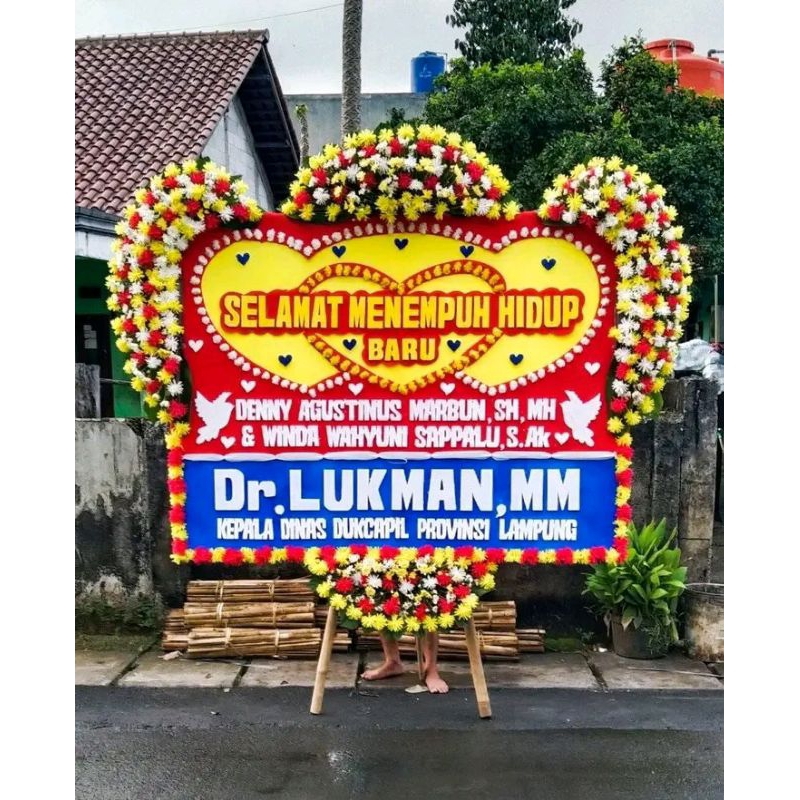 karangan bunga papan pernikahan