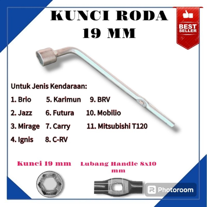 Mur KUNCI RODA MOBIL UKURAN 19 MM ORIGINAL KUNCI RODA L BERKUALITAS ANTI KARAT MOBIL BRIO / ERTIGA