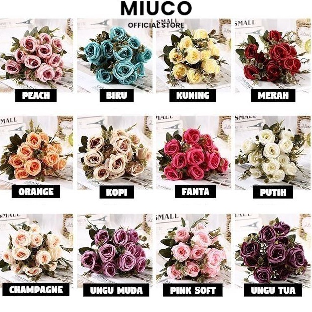 Pro sale MIUCO  Bouquet bunga P41 MAWAR Artifisial Dekorasi