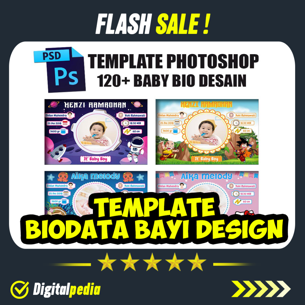 100+ Template Biodata Bayi Profile Baby New Born Premium format PSD Photoshop