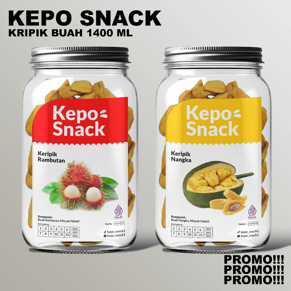 

KEPO SNACK - Paket Hemat Dapat 2 Pcs Keripik Buah Kemasan Toples 1400 ml