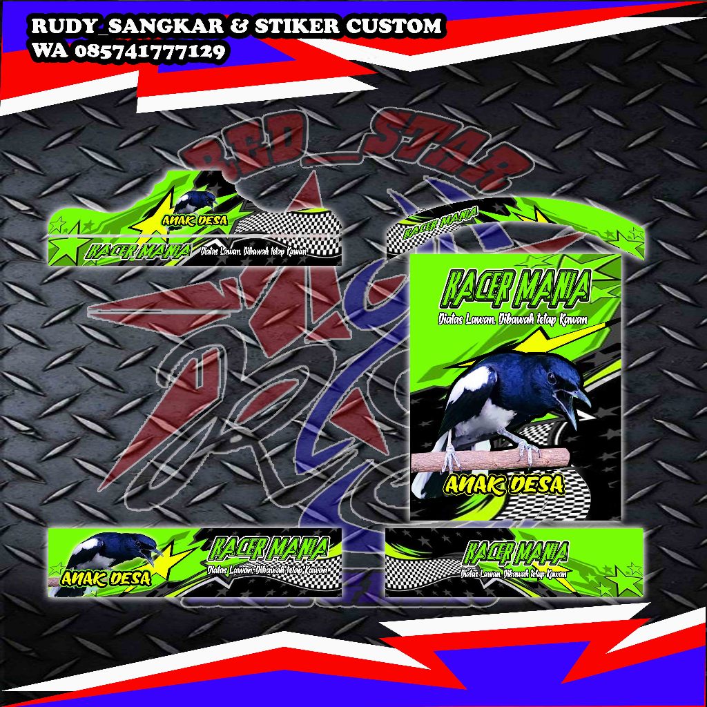 STIKER DECAL KACERMANIA STIKER DECAL SANGKAR BURUNG MOTIF KACER
