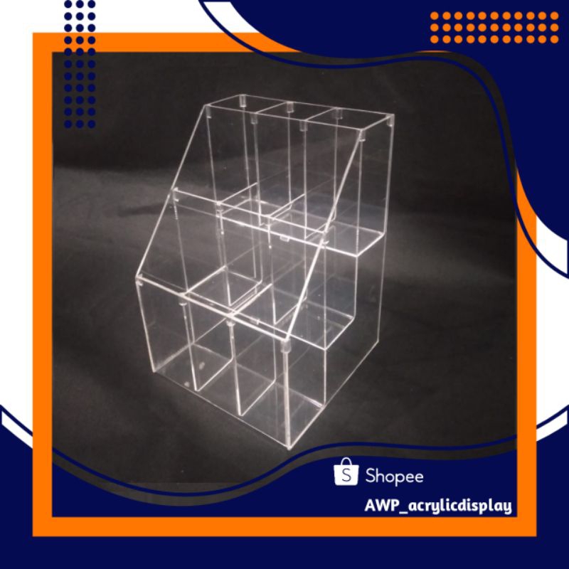 

Kotak rak pulpen akrilik / tempat ballpoint 3 susun