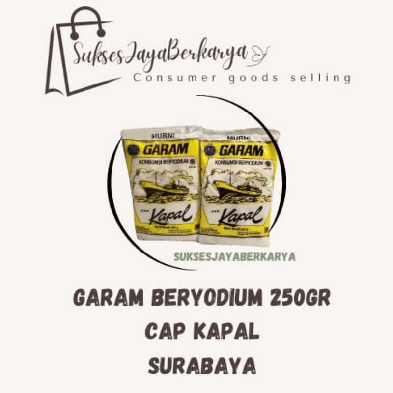 

Garam beryodium Cap Kapal 250 Gram / Garam Murah / Garam Kapal / Garam Yodium / Garam Masak