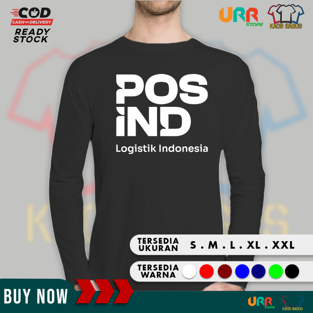 Baju Kaos POS IND BUMN Lengan Panjang  PT Pos Indonesia