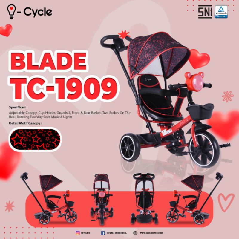 sepeda anak roda tiga i cycle Blade 1909 stroller baby