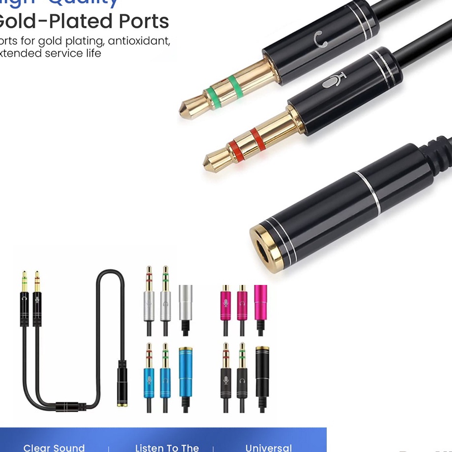 PeE Splitter audio Jack 35mm female ke dual male HiFi MicHear Stereo High Quality for PC or Speaker