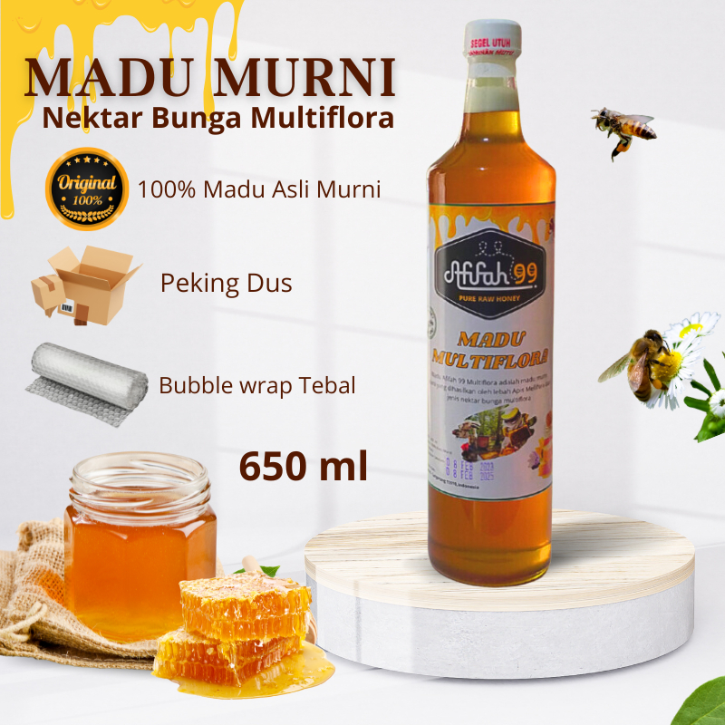 

Madu Murni Afifah 99 (650 ml) Madu Multiflora - Madu Asli Grade A 100% Alami Pure Natural Raw Honey