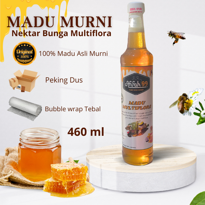 

Madu Murni Afifah 99 (460 ml) Madu Multiflora - Madu Asli Grade A 100% Alami Pure Natural Raw Honey