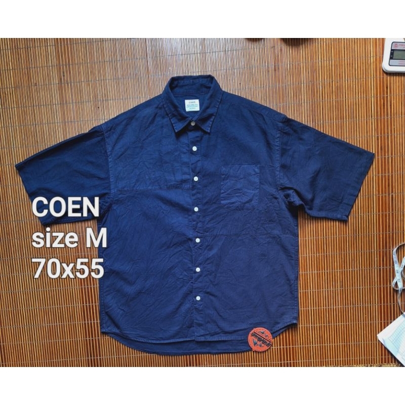 Baju Kemeja COEN Workshirt Lapangan Lengan Pendek Navy Polos