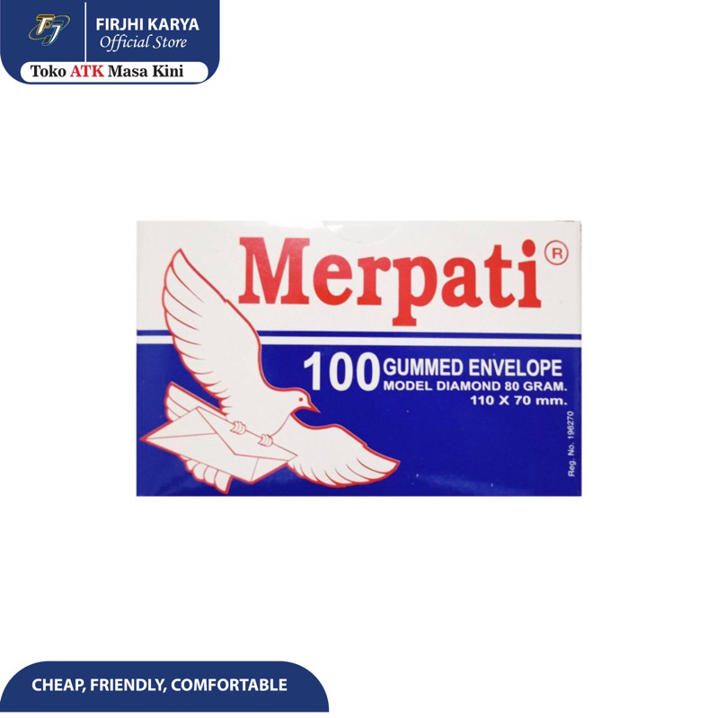 

Amplop Putih Kecil - Merpati Gummed Envelope (80gsm) Diamond 11x70cm