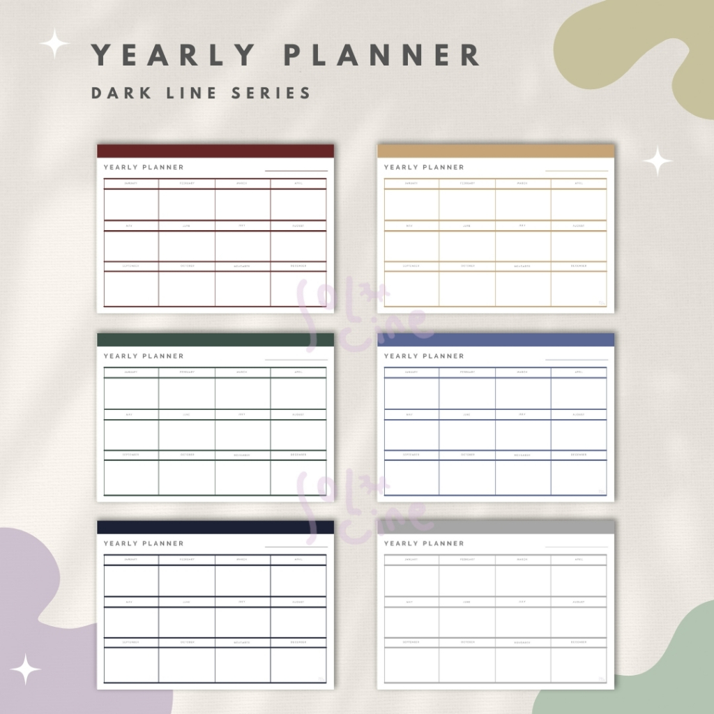 

Yearly Planner / Wall Planner - Dark Line Series