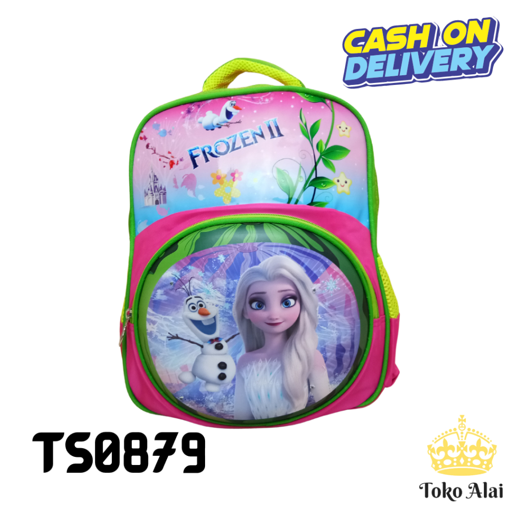 Tas Anak Ransel kecil Sekolah Anak Kids TK SD Karakter Frozen Elsa Lampu Import TS0879