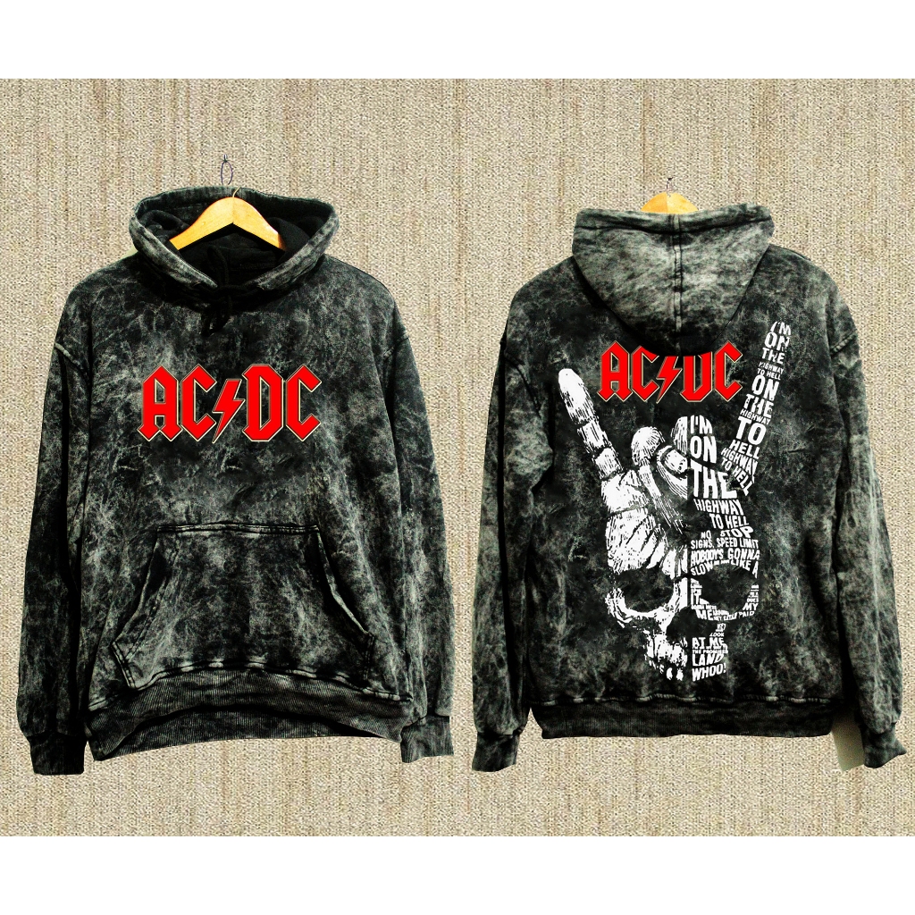 JAKET SWEATER HOODIE SANDWASH ORIGINAL FULL TAG&LABEL Hoodie Pria Washing  Band Metal Acdc || Sweate
