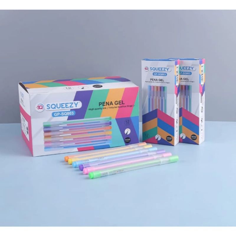 

Pulpen Gel Pena Gel Bodi Pastel Tinta Hitam SQ-803 per box 12 pcs