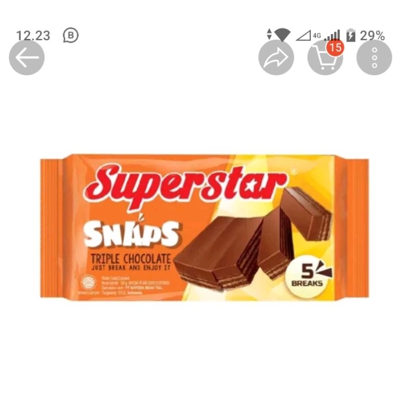 

wafer superstar snap triple chocolate 28gr x 12 pcs sn