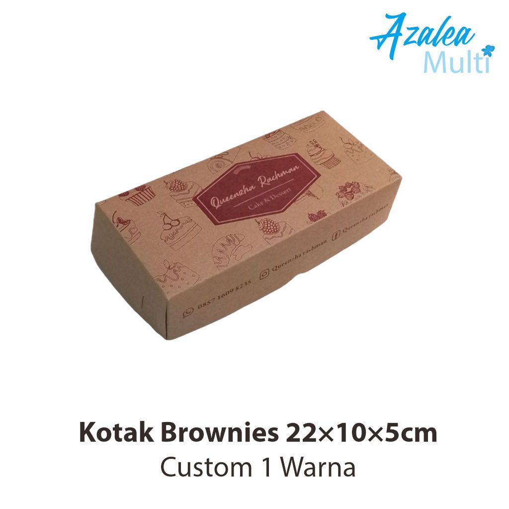 Kotak Dus Brownies 22×10×5cm Custom 1 warna - Dus Brownies - Kue - Dus Kue - Dus Donat - Dus Snack -