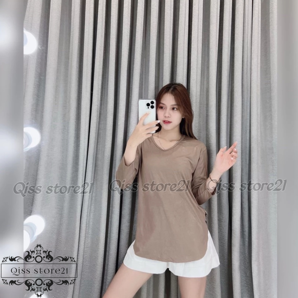 Kaos Oversize Lengan 7/8 | Kaos Jumbo Lengan Panjang | Kaos Oversize Slit | Kaos Wanita Lengan 7/8