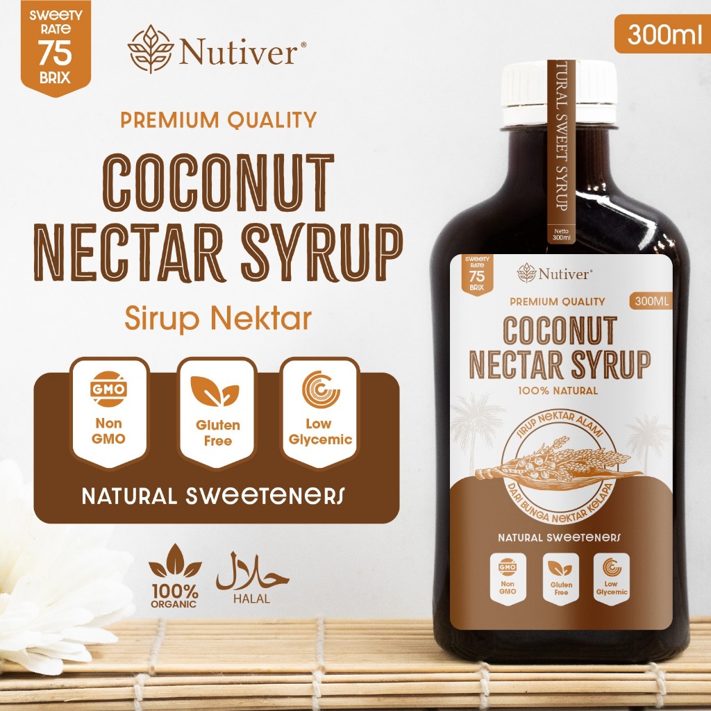 

NUTIVER COCONUT NECTAR SYRUP ORGANIK | GULA NIRA KELAPA CAIR | GULA SARI BUAH KELAPA 300ML | NECTAR SYRUP KELAPA | NEKTAR SIRUP KELAPA