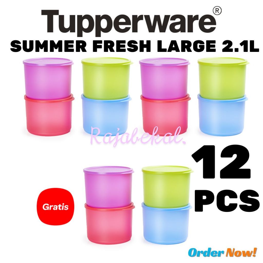 PROMO Tupperware Tropical Round 2.1L 12pcs Cubix Round Summer Fresh Large