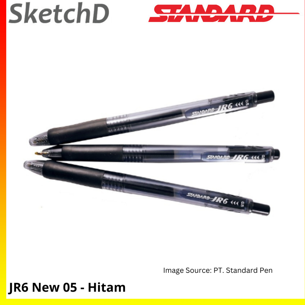 

Pulpen cetrek JR6 05 Hitam Bolpoin Standard JR 6 0.5 mm retract