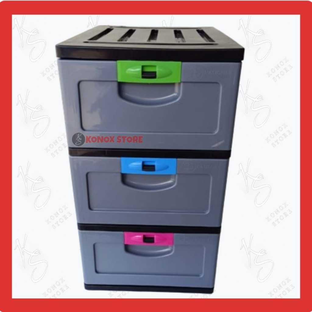Lemari Laci Kabinet Plastik 3 Susun / Cabinet Lemari Pakaian Serbaguna