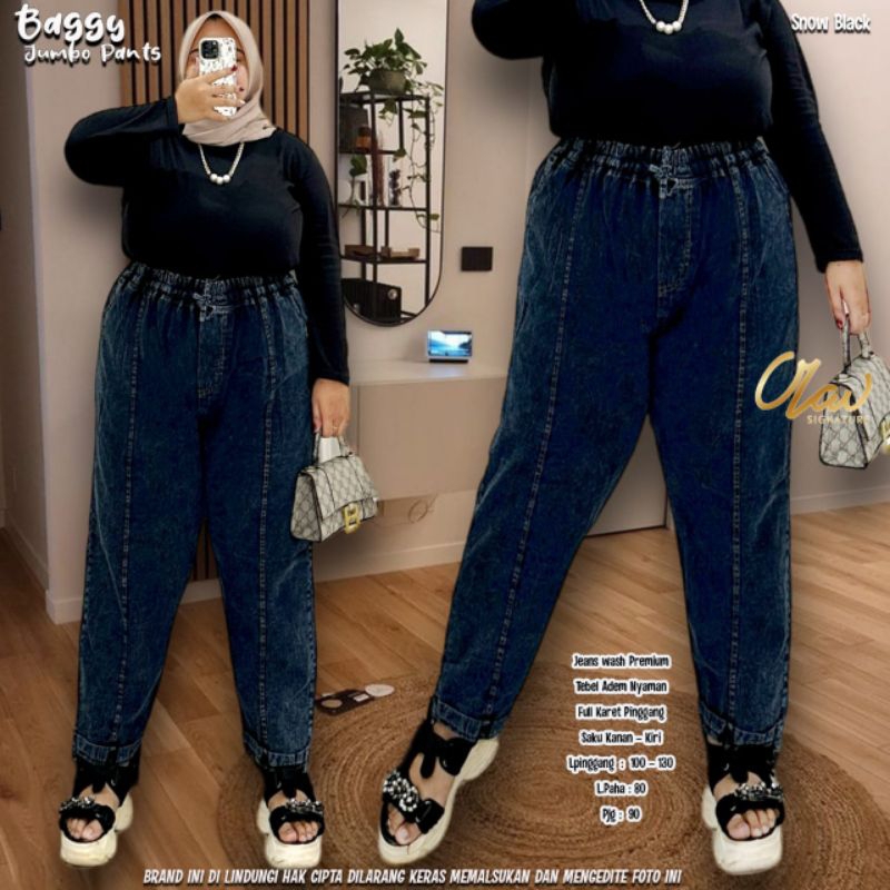 GS ~ CELANA JEANS SUPER JUMBO ~ BAGGY JUMBO PANTS BY OLALA ~ JEANS PREMIUM ~ FULL KARET PINGGANG