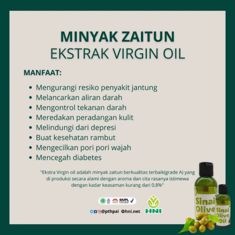 MINYAK ZAITUN EXTRA VIRGIN OIL HNI