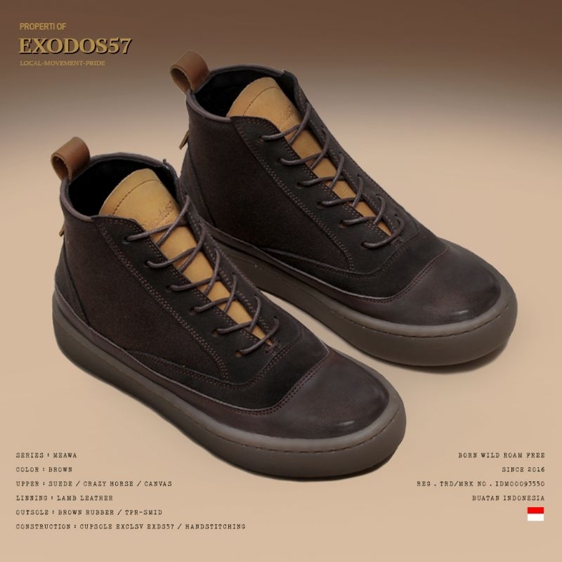 Sepatu Sneakers Kulit Pria Exodos57 - Meawa Brown