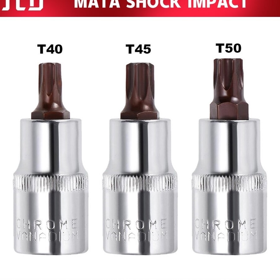 55 COD JLD 12 Mata Kunci Shock Bintang T4 T45 T5 Mata hexagonal Hex Bit Socket Mata sok Impact