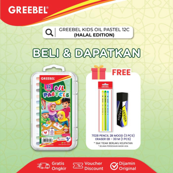 

GREEBEL Crayon Krayon KIDS OIL PASTEL HALAL EDITION Non Toxic - 12 WARNA H