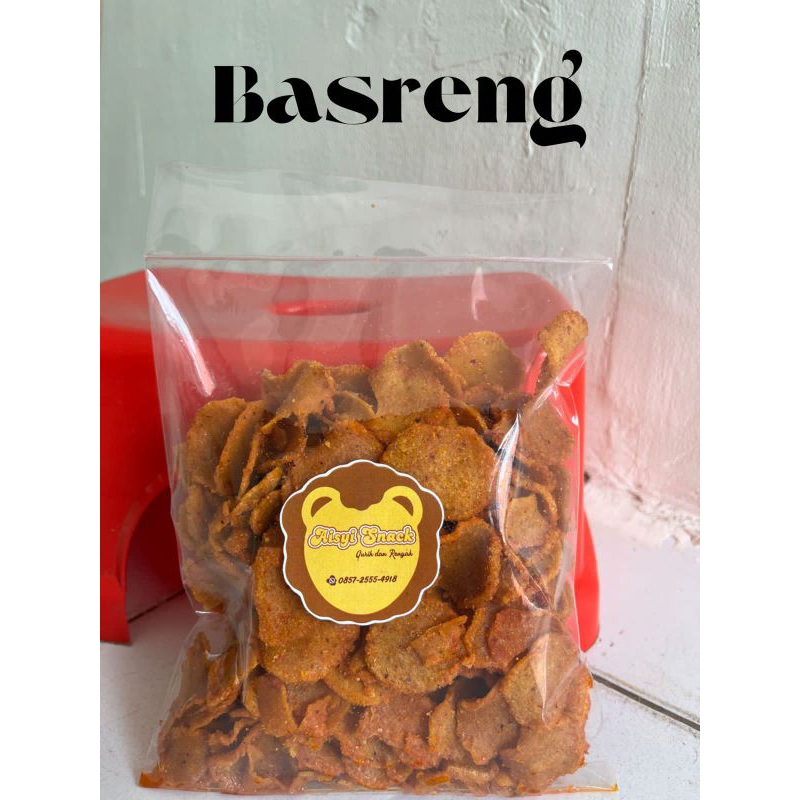 

basreng bulat kripik gurih dan pedas