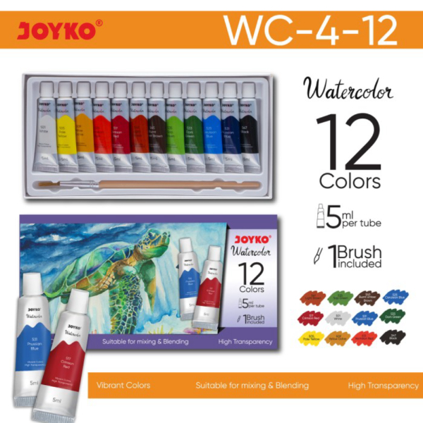 

Joyko Watercolour SET Cat Air Joyko Lukis Watercolor 12 24 Warna WC-4 - 12 Warna