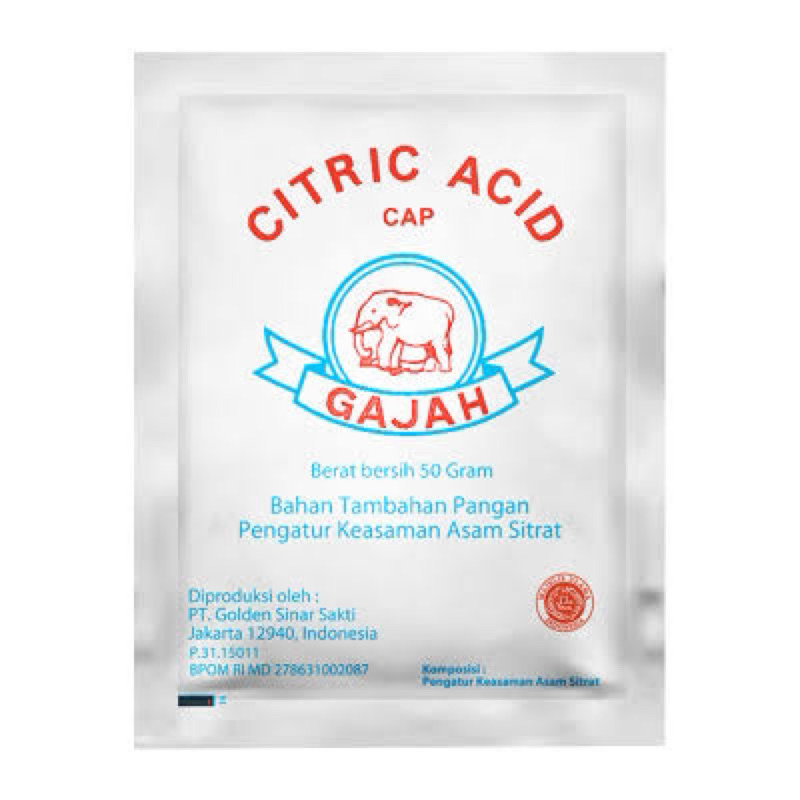 

CITRIC ACID CAP GAJAH 50 GRAM | CITRIC ACID ASAM SITRAT