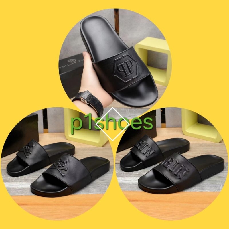 sandal pria pp sendal cowok flat philipp plein selop slide