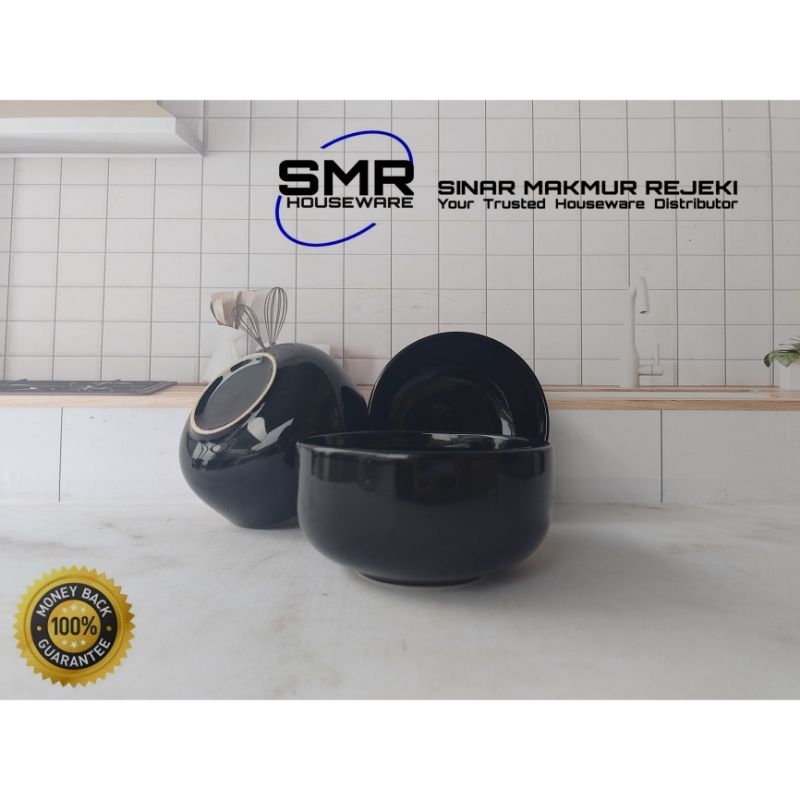 [ HARGA PER 3 PCS ] MANGKOK RAMEN KERAMIK HITAM POLOS 5,2 INCHI | MANGKOK RAMEN JAPAN STYLE WARNA HI