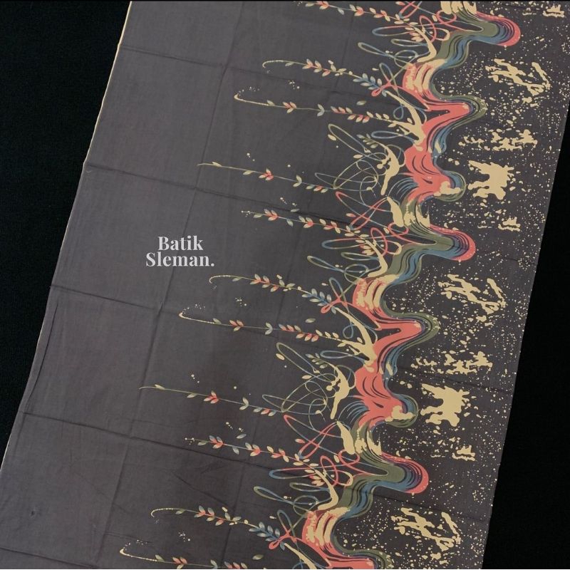 Kain Batik 2.4m Motif Abstrak Lukis Abu Abu