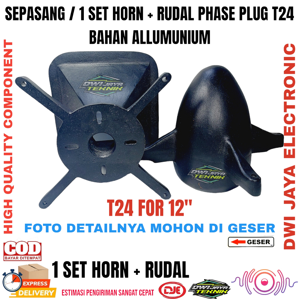 HORN T24 +RUDAL ( phaseplug ) DIRAL/COR ALMUNIUM UNTUK SPEAKER 12 IN