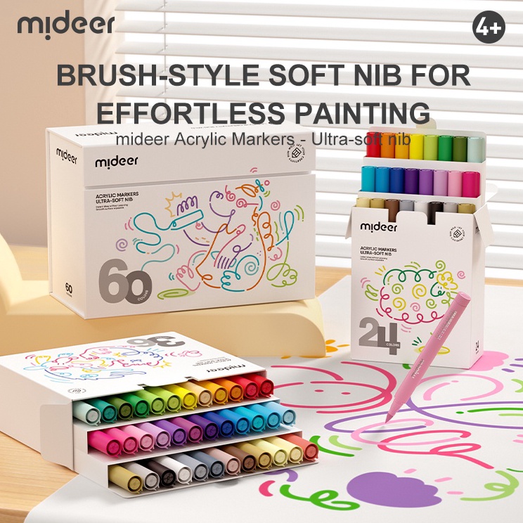 

Hot Brand Mideer Acrylic Markers UltraSoft Nib Set Kesenian Anak