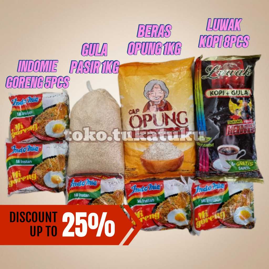 

G&C PAKET SEMBAKO TERMURAH DISKON HEMAT MINYAK BERAS GULA MIE INSTAN KOPI
