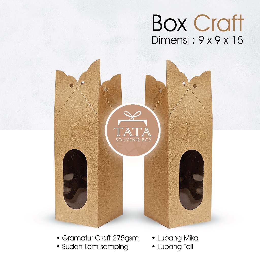 

Paper Box 9 x 9 x 15 cm KRAFT Tali Polos