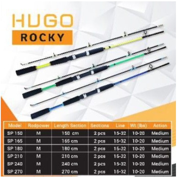 Joran Pancing Hugo Rocky Sambung 2 Fiber Solid