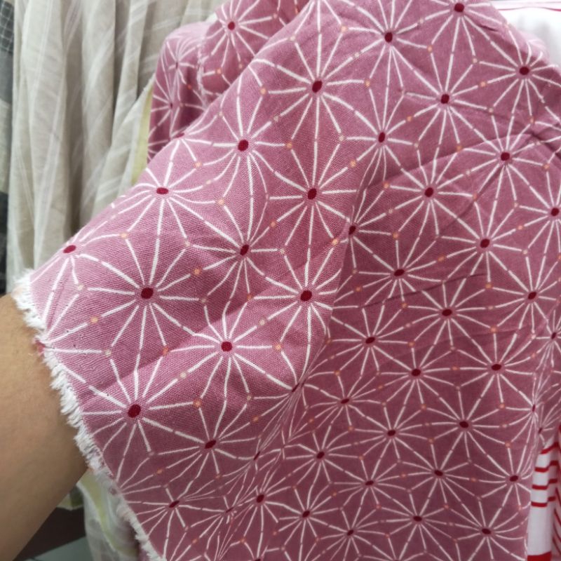 bahan kain cotton linen import motif harga meteran