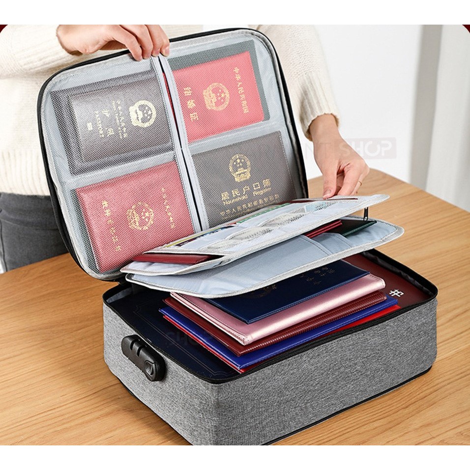 Tas Dokumen Penting Anti Air Dengan Kunci Angka Tempat Penyimpanan Passport Portable Waterproof