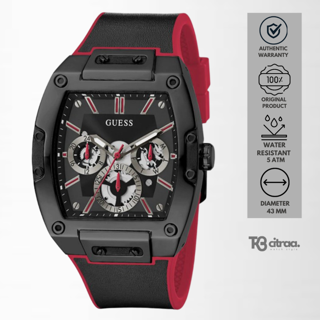 Jam Tangan Fashion Pria Guess Phoenix Chronograph multifunction day date water resistant luxury watc