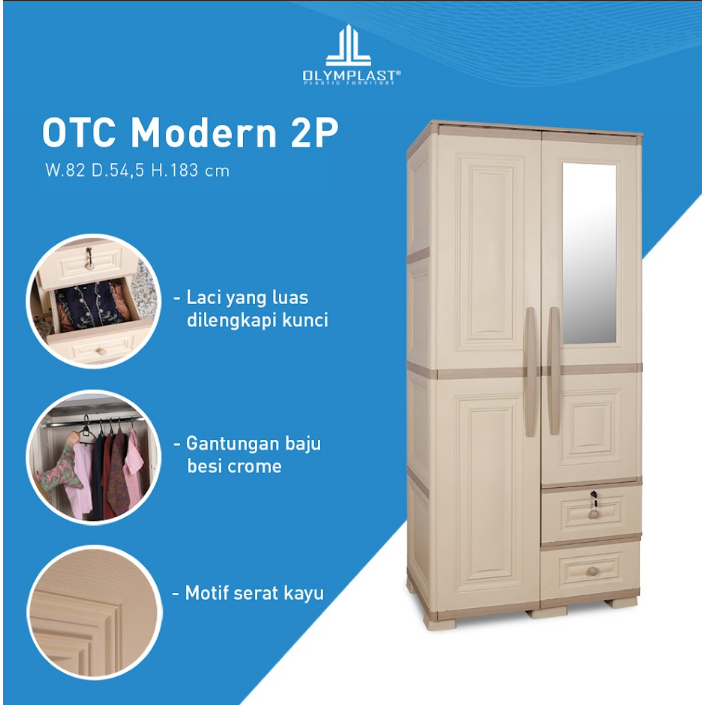 LEMARI PAKAIAN PLASTIK 2 PINTU OLYMPLAST OTC 02P MODERN