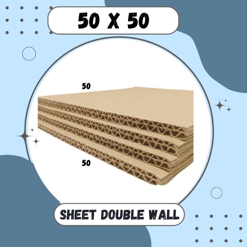 

Kardus Lembaran 50x50 / 50x40 / 50x30 / 50x20 / 50x10 Sheet Polos Double Wall Coklat Karton Warna
