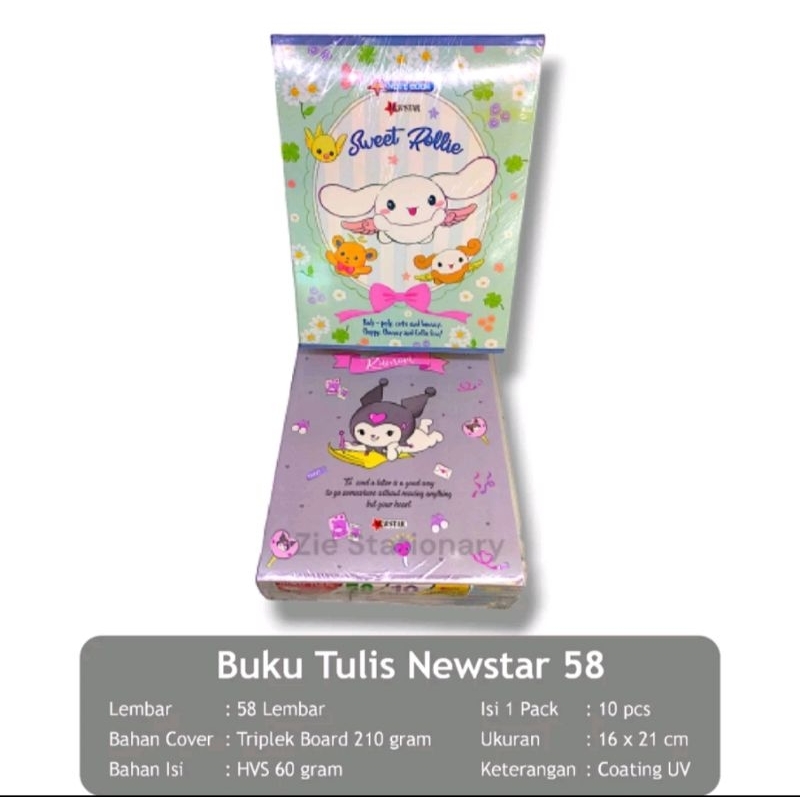 

Buku Tulis NEWSTAR MOTIF KUROMI CHINAMONROLL 38 Lembar 58 Lembar 1 Pack Isi 10 Pcs